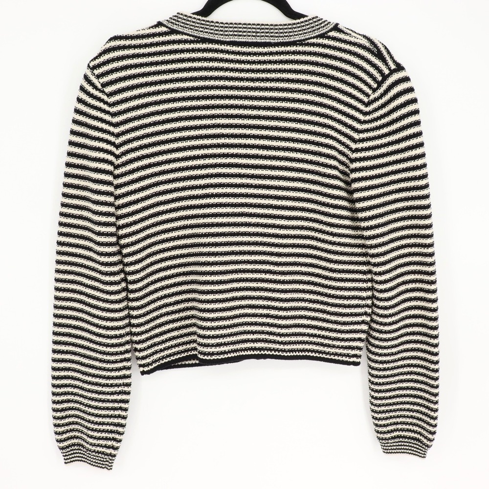 FRAME The Court Striped Cotton-Blend Cardigan Women's Size S Black White Sweater - Picture 8 of 8